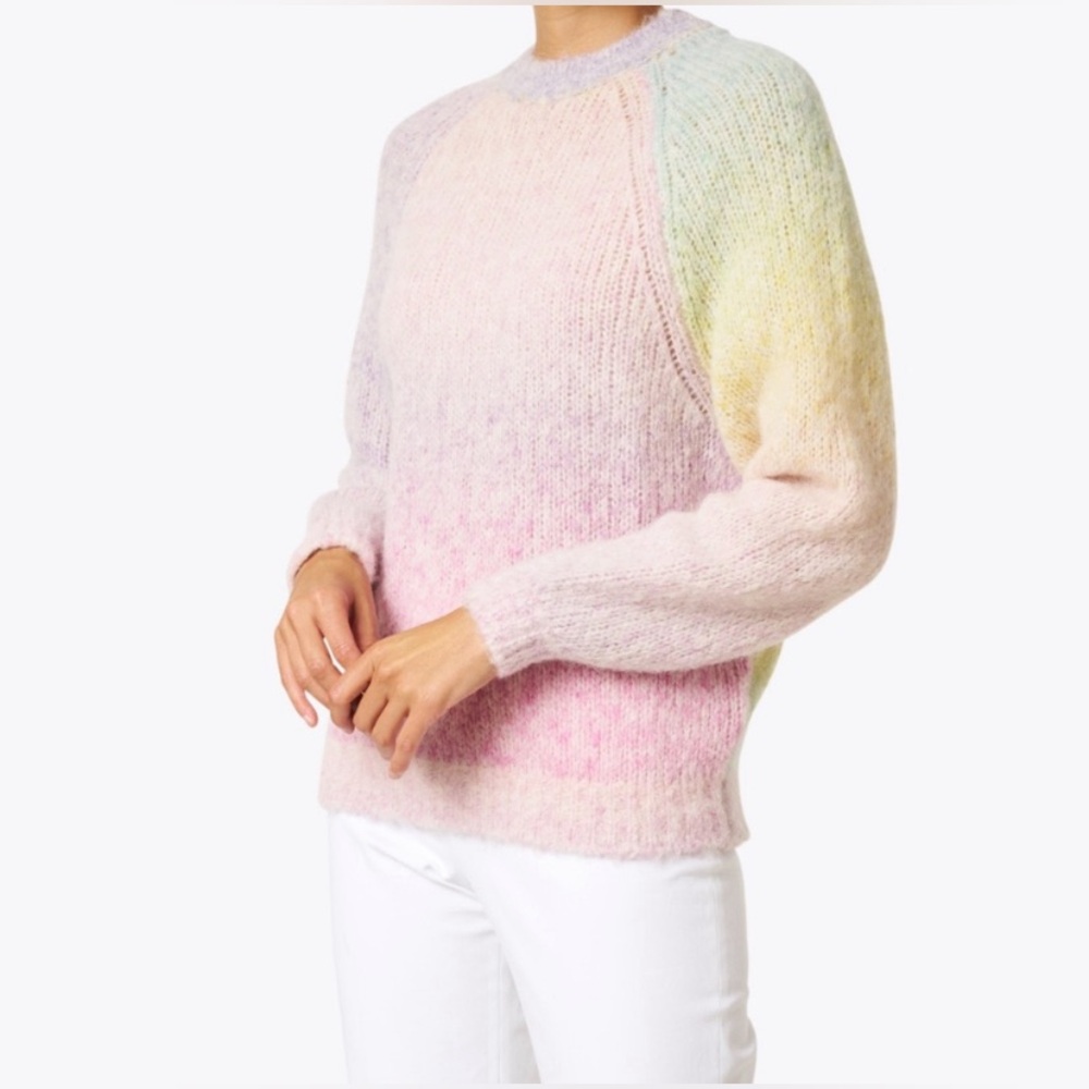 Hugo Boss Faralina Pastel Rainbow Knit Alpaca Blend Sweater Size L
